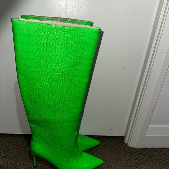 Bettina Vermillon Green leather - Picture 1 of 3